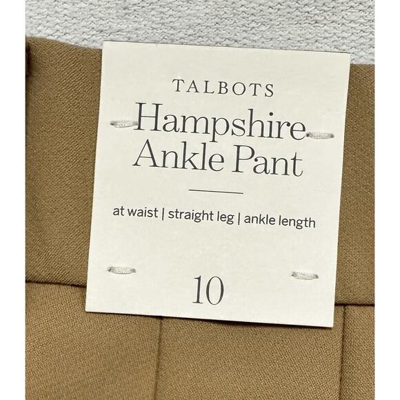 NWT $99 Talbots SZ 10 Tan Beige Slacks Petite Pants Flat Front Hampshire Ankle - Picture 6 of 8